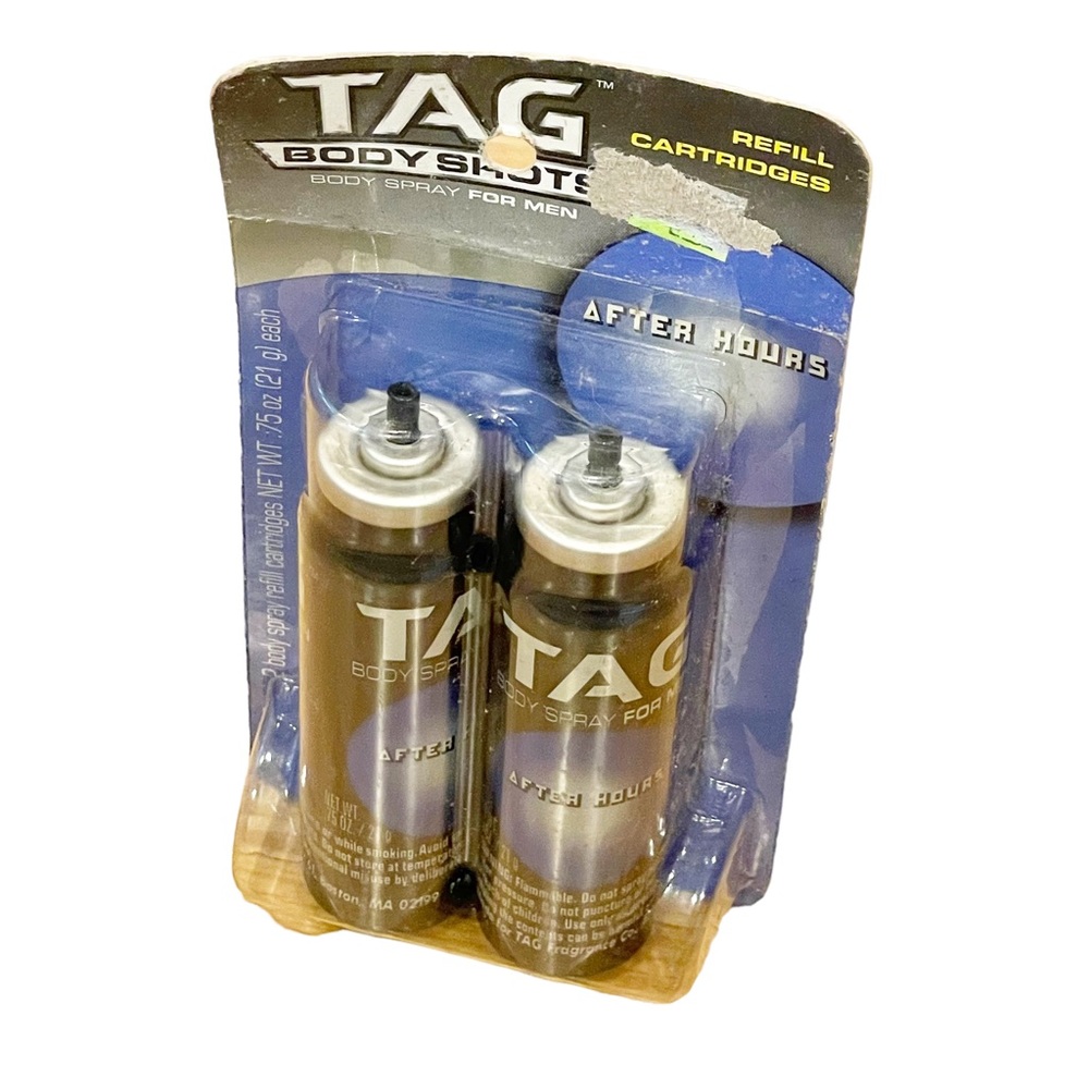 2‎ Pk Tag After Hours Travel Size Body Shots Refill Cartridges Mens Spray NEW